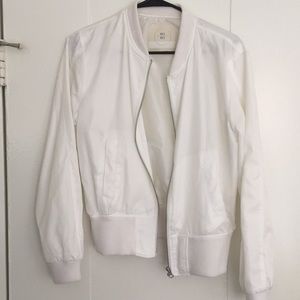 Anthropologie White Bomber Jacket